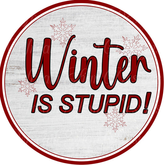 Winter is stupid wreath sign, winter sign, Wreath Sign, Wreath Center, Wreath Attachment,  Metal Sign, Tiered tray sign