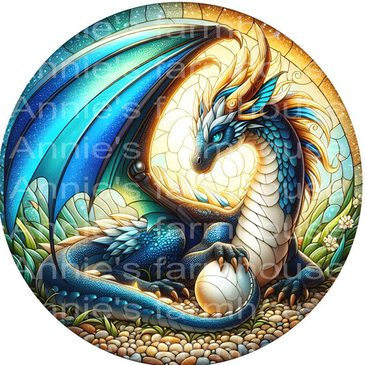 metal wreath sign, mythical fantasy magical dragon sublimation round, wreath center attachment plaque