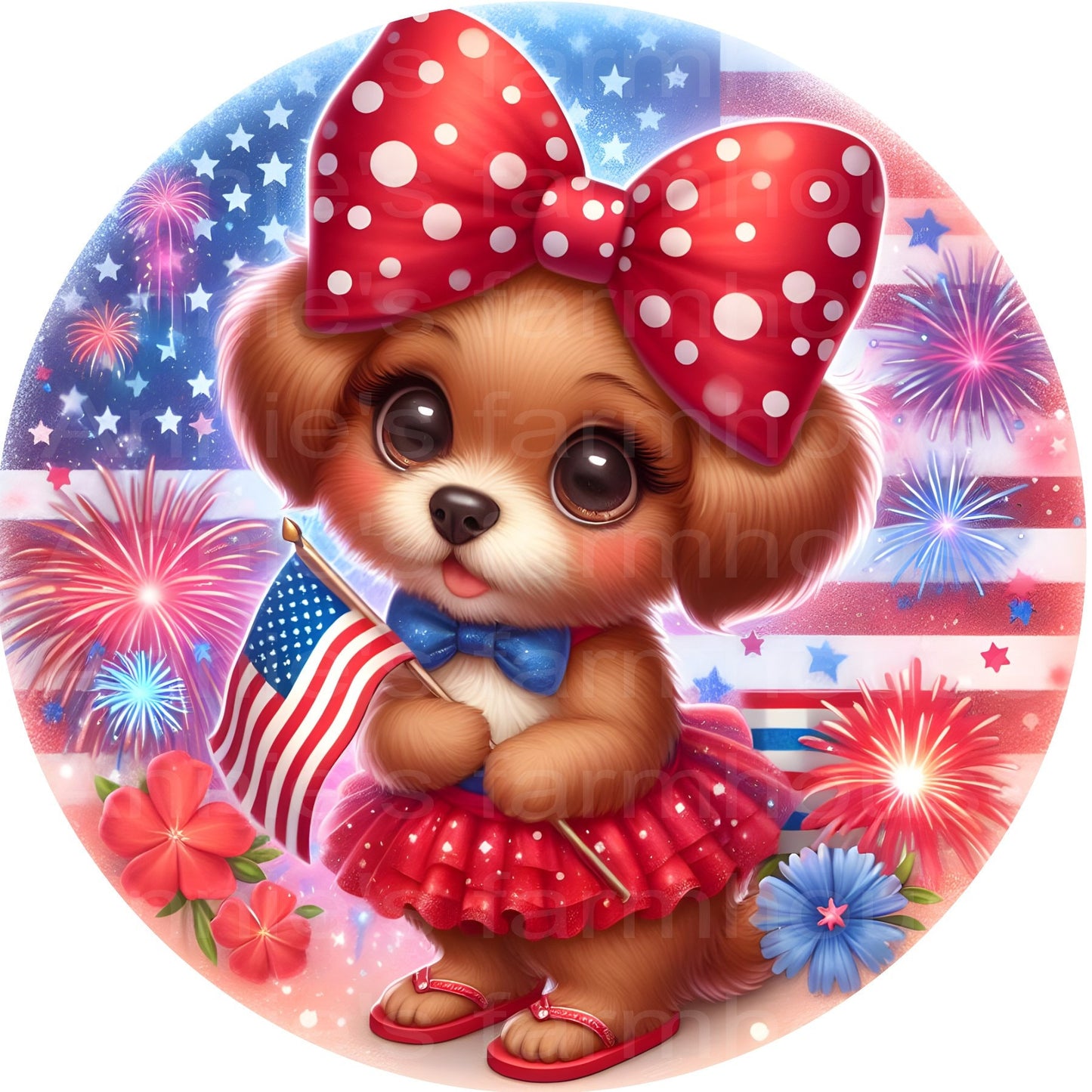 freedom puppy, dog , patriotic, July 4, independence  liberty metal wreath sign, Round sign,  attachment Wreath center, Americana, American